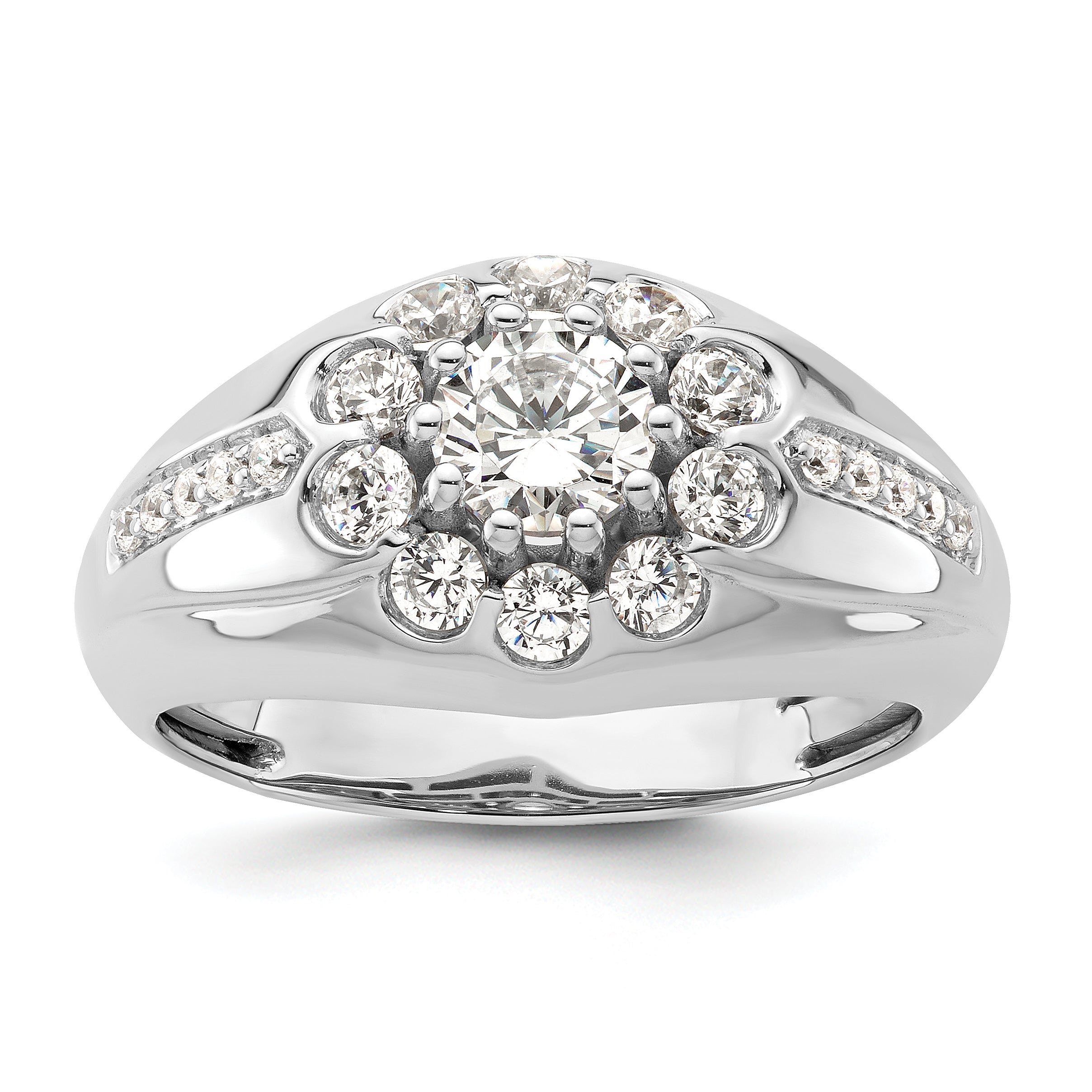 14k White Gold 1 1/2 carat Lab Grown Diamond VS/SI+ G+ Complete Men's Ring