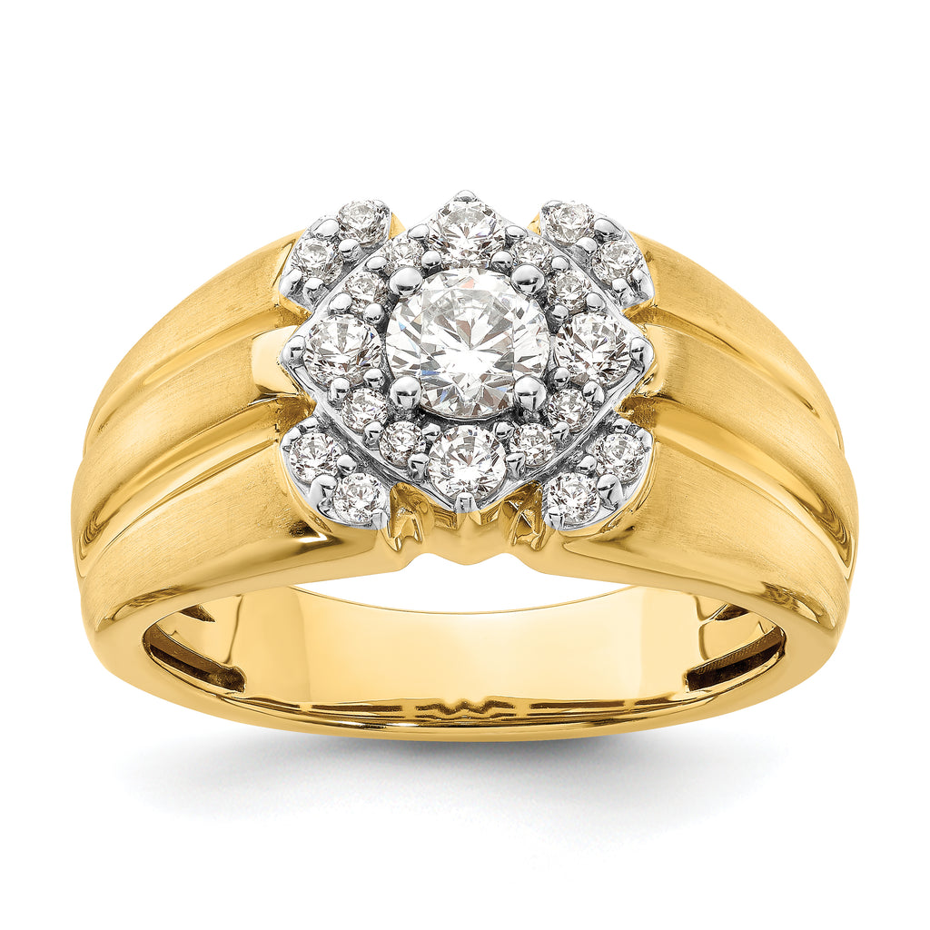 14k Two-Tone 1 carat Lab Grown Diamond VS/SI+ G+ Complete Men's Ring