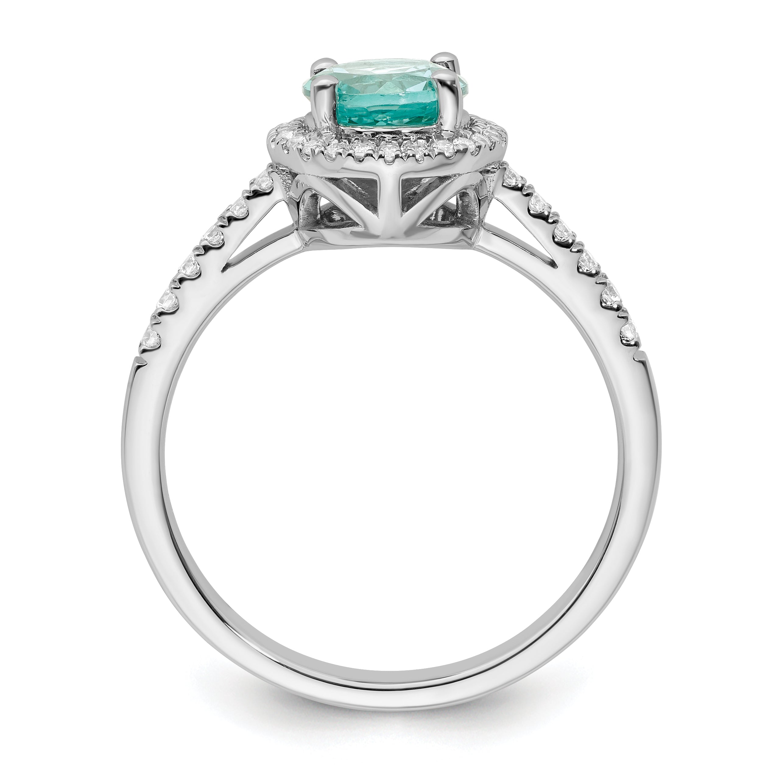 Pure Serenity 14k White Gold 1/5 carat Lab Grown Diamond VS/SI+ G+ and Lab Created Paraiba Ring Secondary image