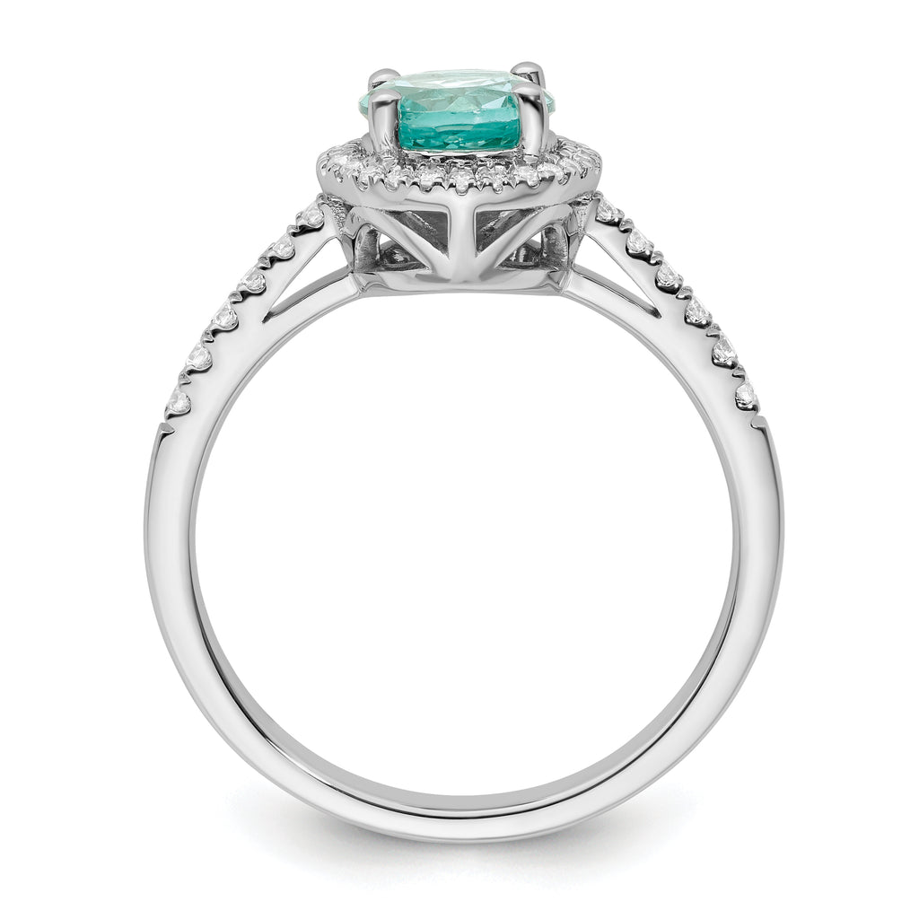 Pure Serenity 14k White Gold 1/5 carat Lab Grown Diamond VS/SI+ G+ and Lab Created Paraiba Ring