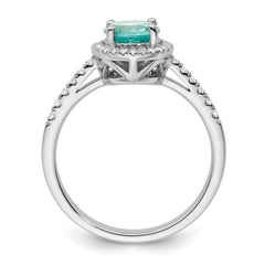 Pure Serenity 14k White Gold 1/5 carat Lab Grown Diamond VS/SI+ G+ and Lab Created Paraiba Ring