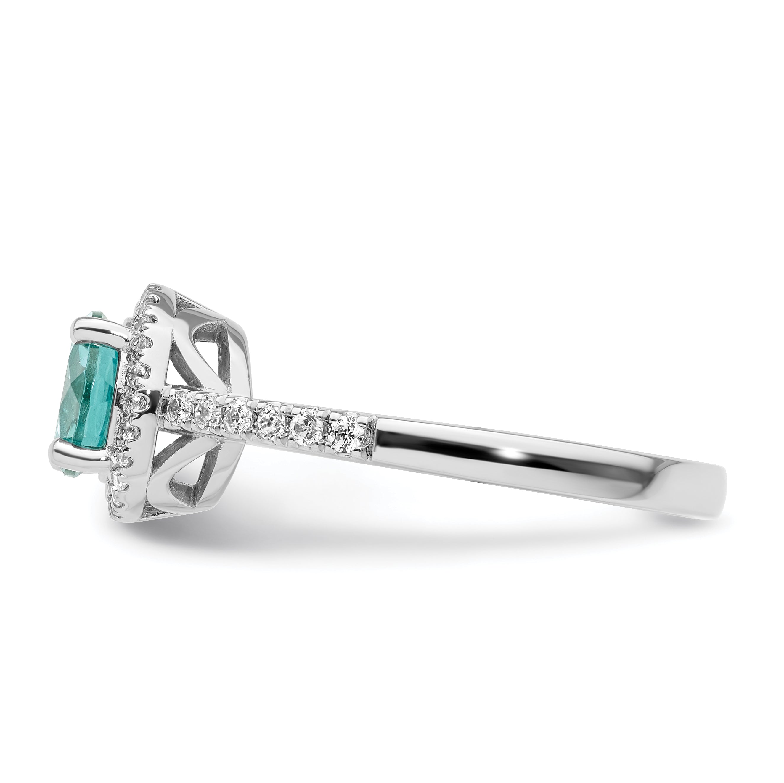 Pure Serenity 14k White Gold 1/5 carat Lab Grown Diamond VS/SI+ G+ and Lab Created Paraiba Ring