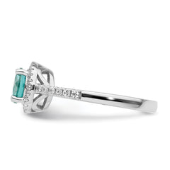 Pure Serenity 14k White Gold 1/5 carat Lab Grown Diamond VS/SI+ G+ and Lab Created Paraiba Ring