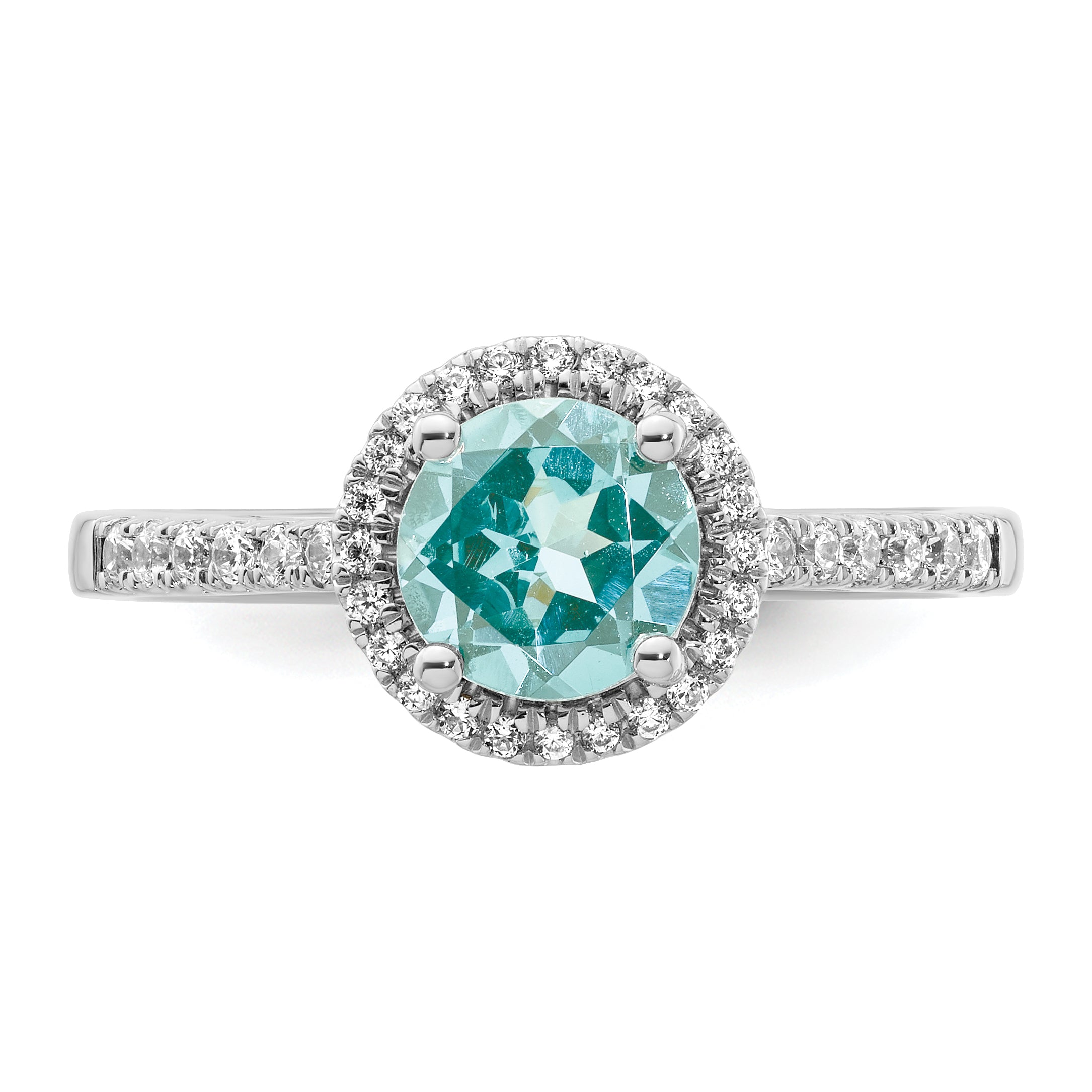 Pure Serenity 14k White Gold 1/5 carat Lab Grown Diamond VS/SI+ G+ and Lab Created Paraiba Ring