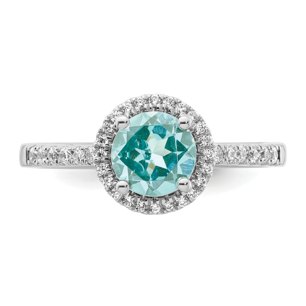 Pure Serenity 14k White Gold 1/5 carat Lab Grown Diamond VS/SI+ G+ and Lab Created Paraiba Ring