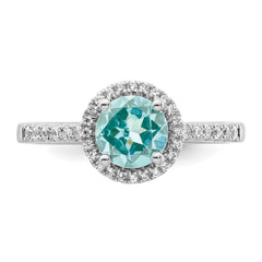 Pure Serenity 14k White Gold 1/5 carat Lab Grown Diamond VS/SI+ G+ and Lab Created Paraiba Ring