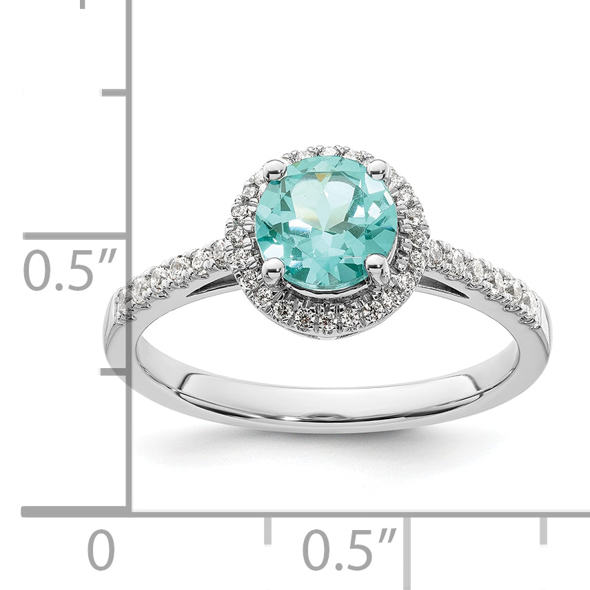 Pure Serenity 14k White Gold 1/5 carat Lab Grown Diamond VS/SI+ G+ and Lab Created Paraiba Ring