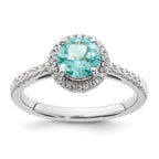 Pure Serenity 14k White Gold 1/5 carat Lab Grown Diamond VS/SI+ G+ and Lab Created Paraiba Ring