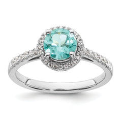 Pure Serenity 14k White Gold 1/5 carat Lab Grown Diamond VS/SI+ G+ and Lab Created Paraiba Ring