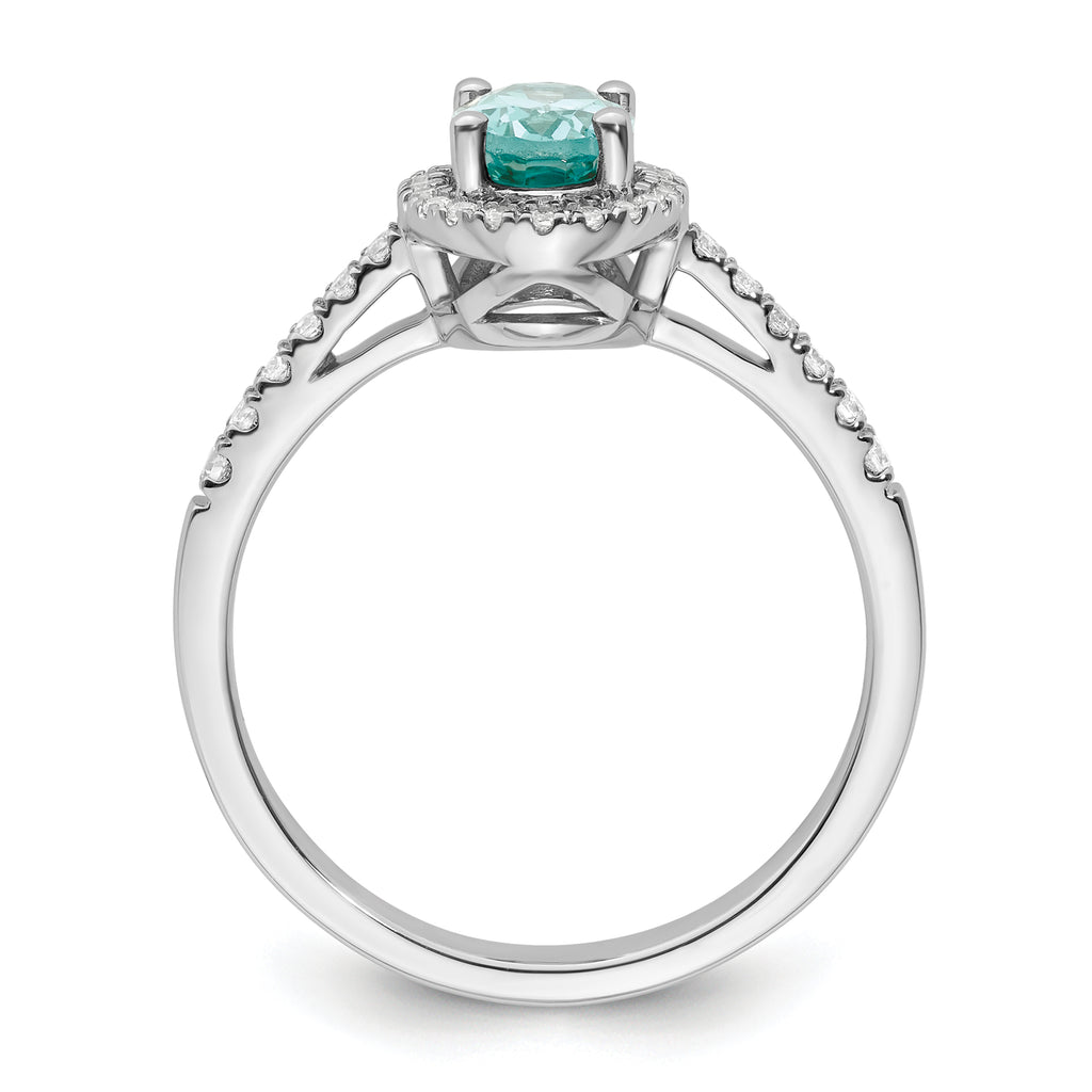 Pure Serenity 14k White Gold 1/5 carat Lab Grown Diamond VS/SI+ G+ and Lab Created Paraiba Ring