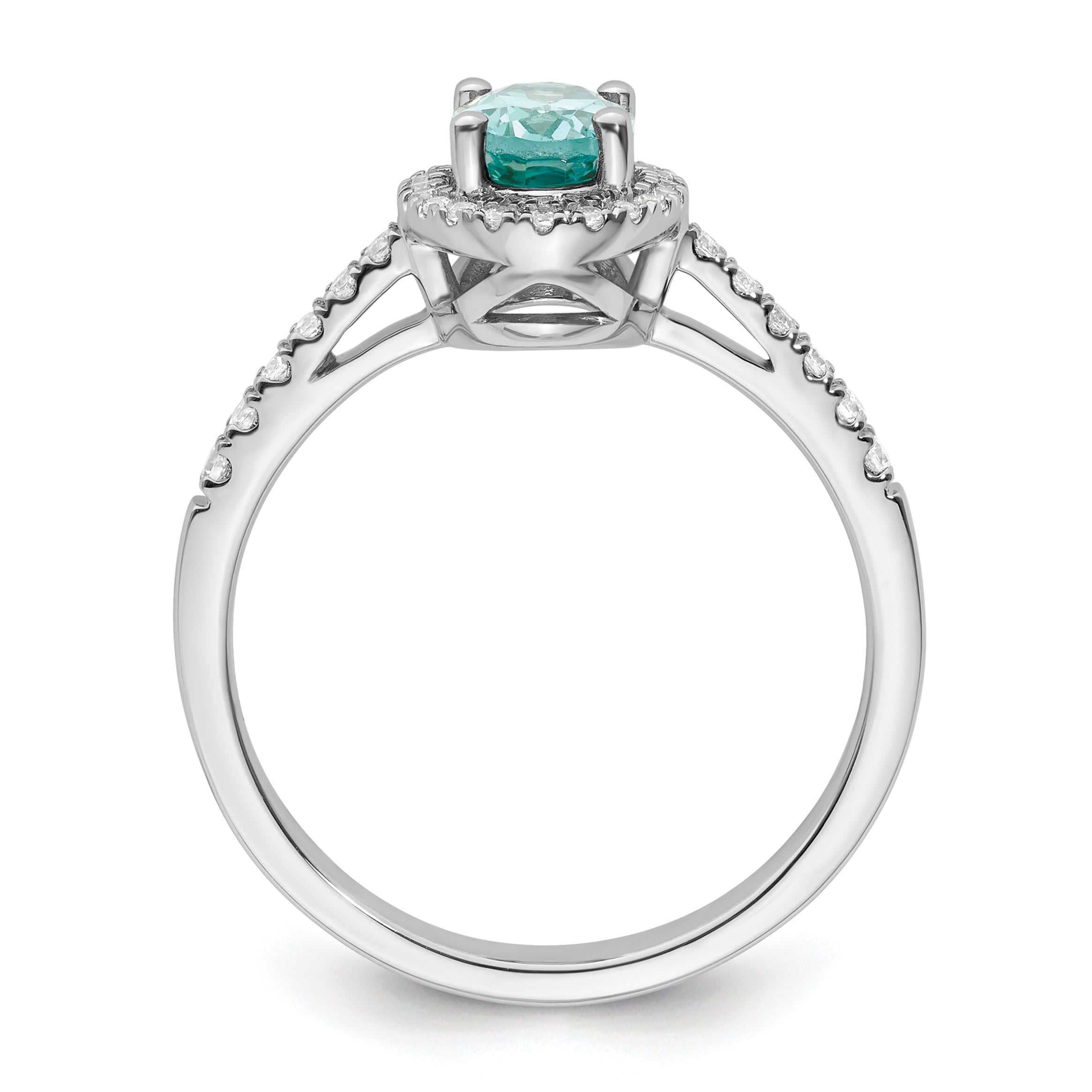 Pure Serenity 14k White Gold 1/5 carat Lab Grown Diamond VS/SI+ G+ and Lab Created Paraiba Ring