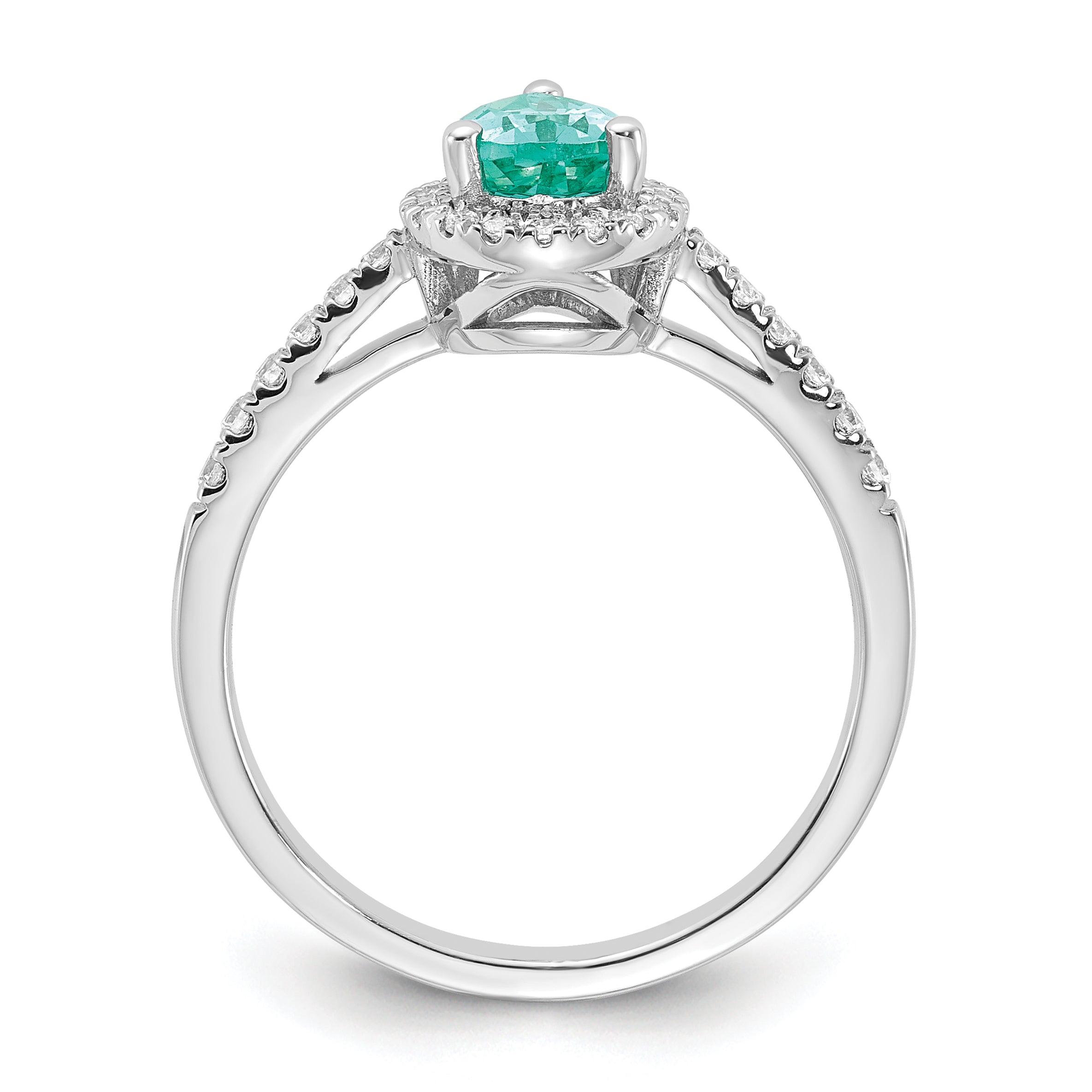 Pure Serenity 14k White Gold 1/4 carat Lab Grown Diamond VS/SI+ G+ and Pear Lab Created Paraiba Ring