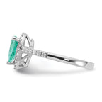 Pure Serenity 14k White Gold 1/4 carat Lab Grown Diamond VS/SI+ G+ and Pear Lab Created Paraiba Ring