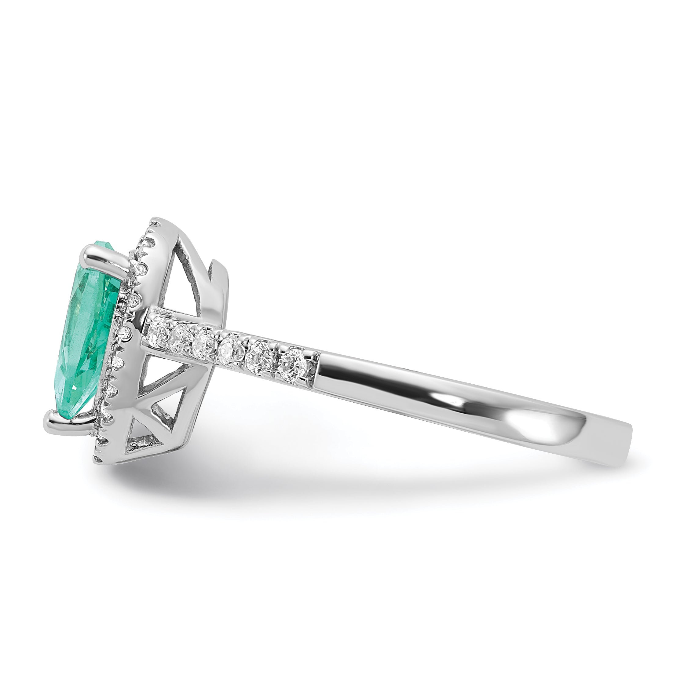 Pure Serenity 14k White Gold 1/4 carat Lab Grown Diamond VS/SI+ G+ and Pear Lab Created Paraiba Ring