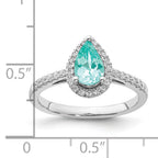 Pure Serenity 14k White Gold 1/4 carat Lab Grown Diamond VS/SI+ G+ and Pear Lab Created Paraiba Ring