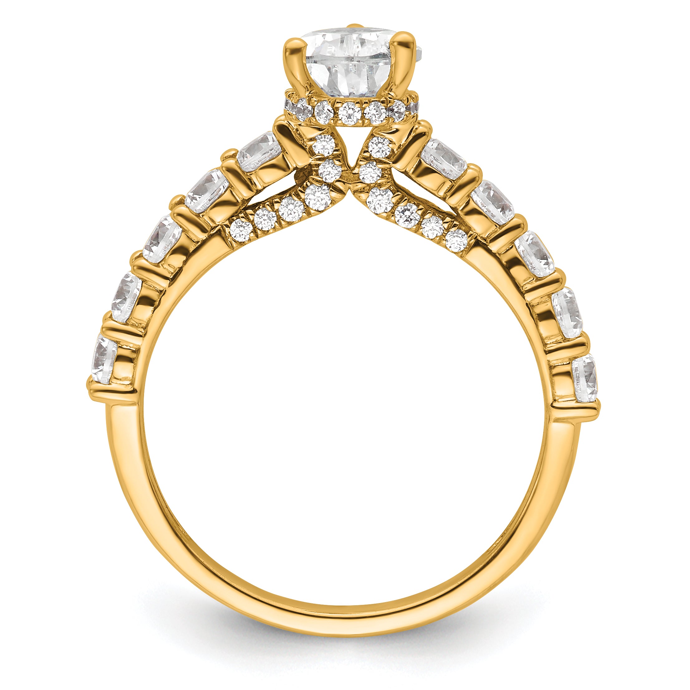14k 2 carat Certified Lab Grown Diamond VS/SI+ G+ Pear Complete Engagement Ring
