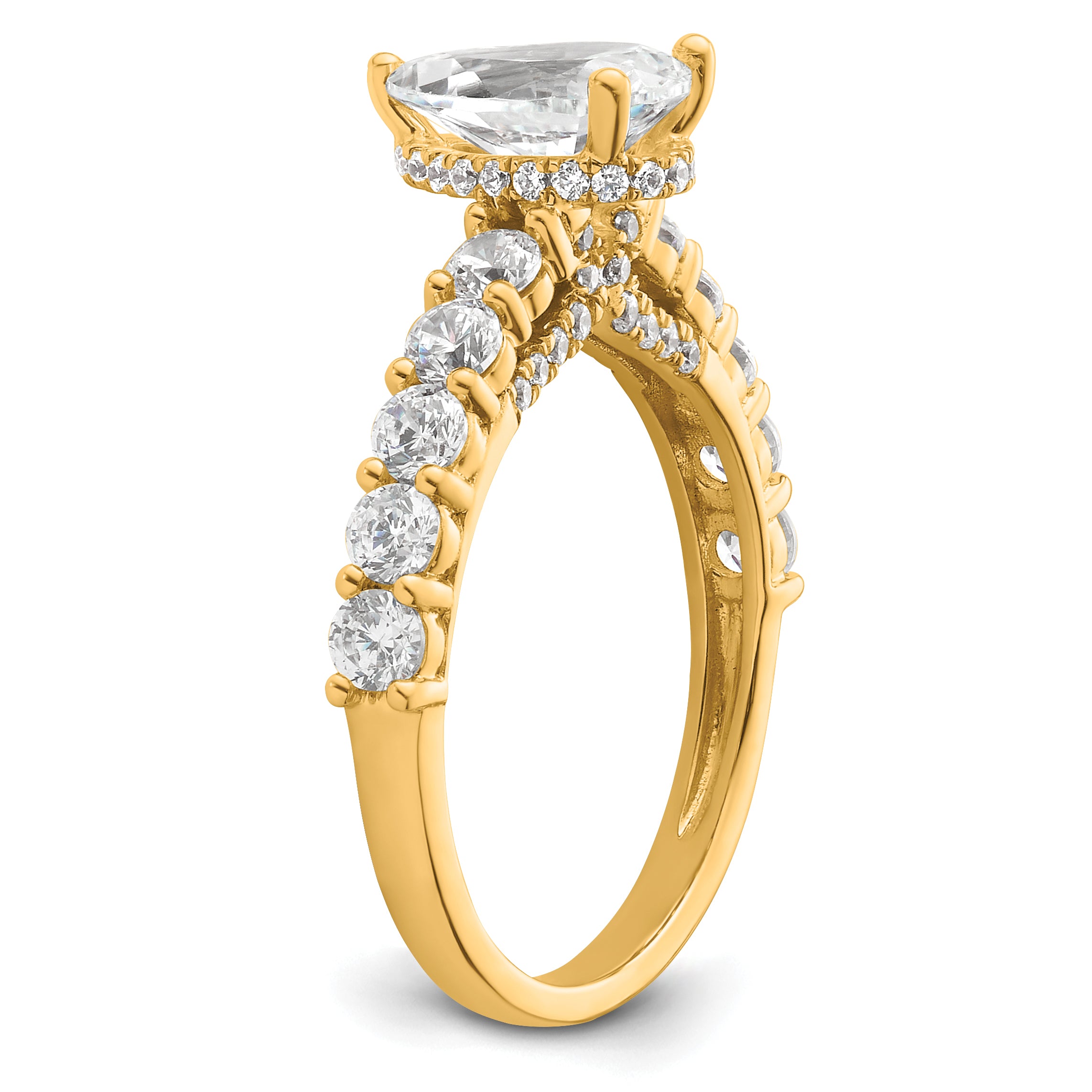 14k 2 carat Certified Lab Grown Diamond VS/SI+ G+ Pear Complete Engagement Ring