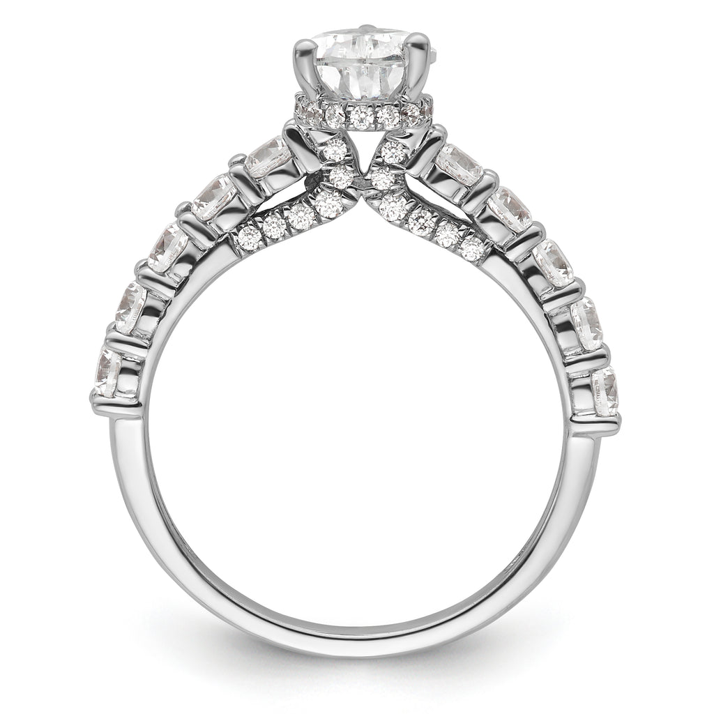 14k White Gold 2 carat Certified Lab Grown Diamond VS/SI+ G+ Pear Complete Engagement Ring