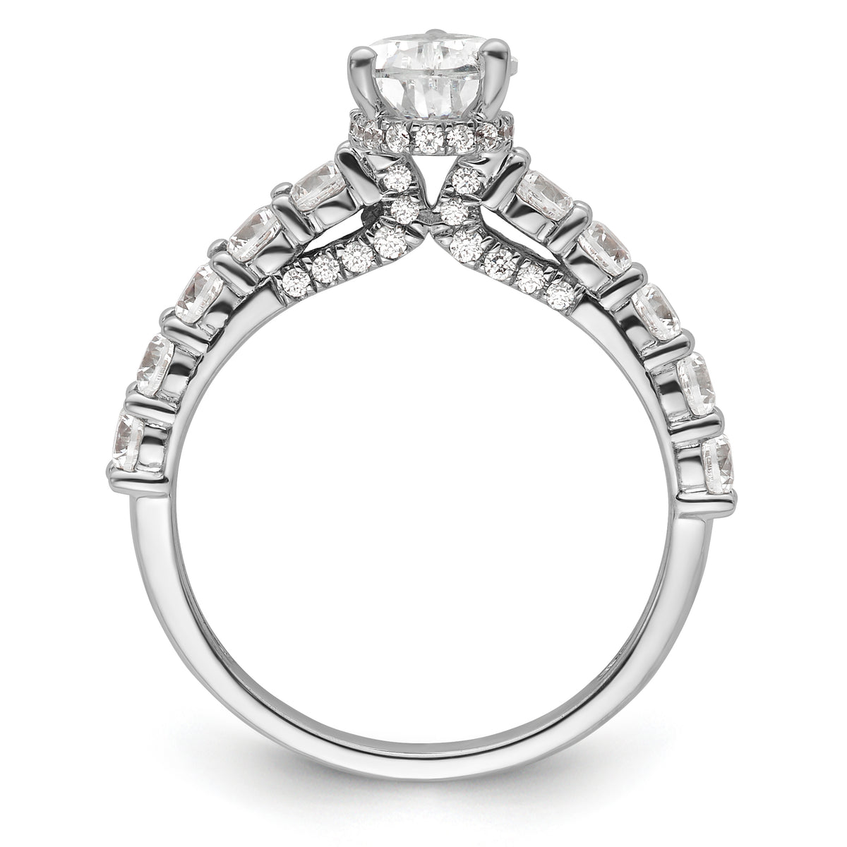 14k White Gold 2 carat Certified Lab Grown Diamond VS/SI+ G+ Pear Complete Engagement Ring