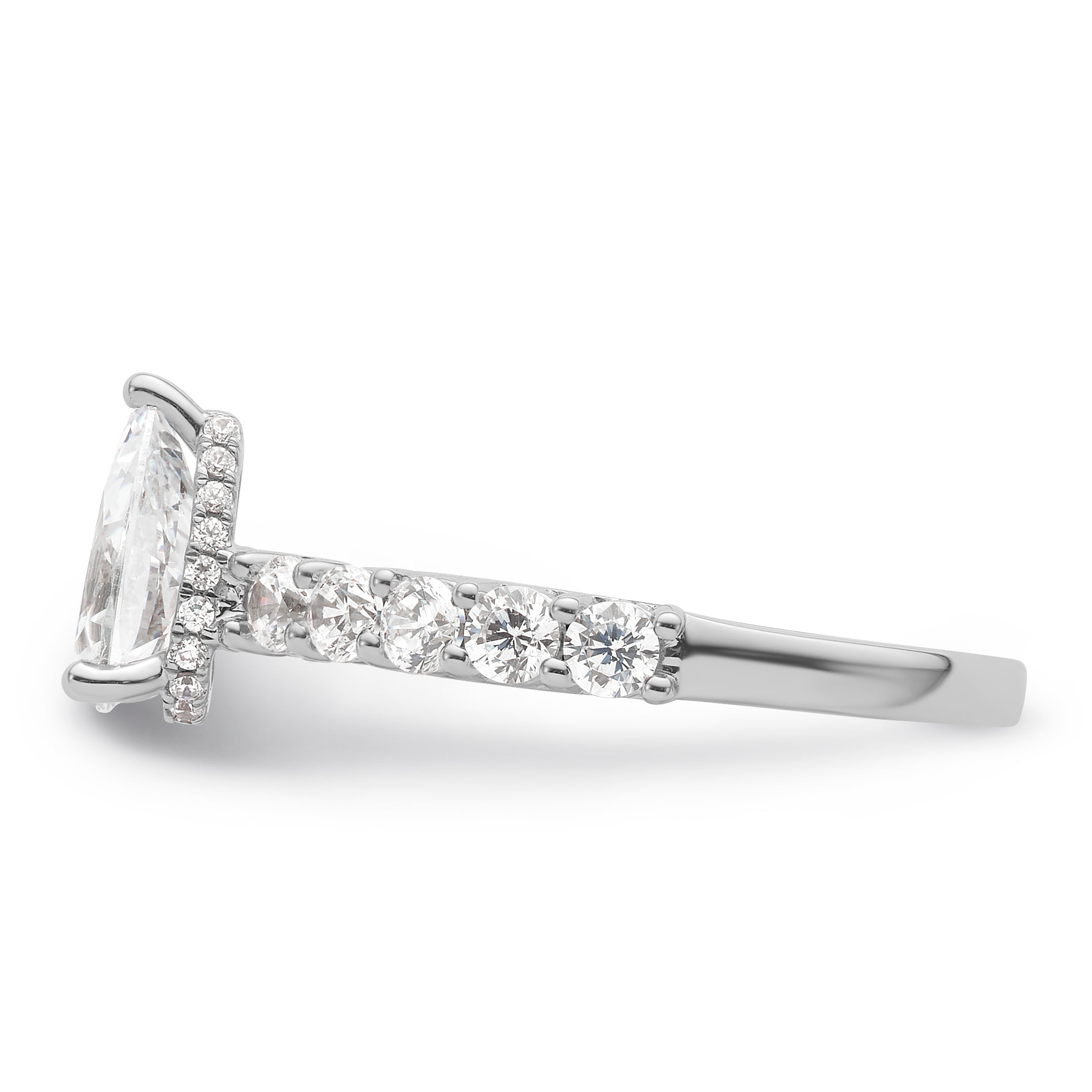 14k White Gold 2 carat Certified Lab Grown Diamond VS/SI+ G+ Pear Complete Engagement Ring Secondary image