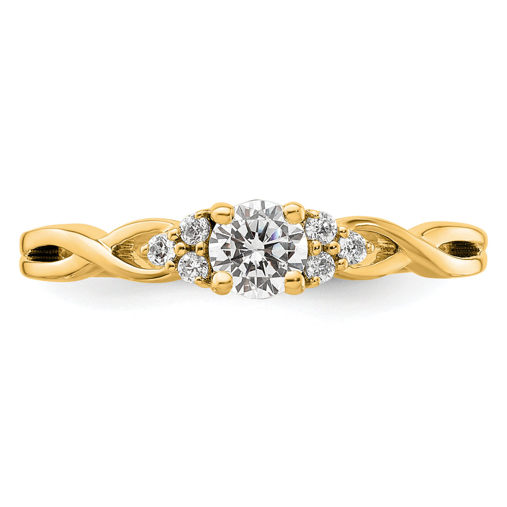 14k 1/3 carat Lab Grown Diamond VS/SI+ G+ Round Complete Halo Engagement Ring