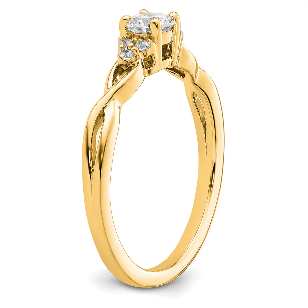14k 1/3 carat Lab Grown Diamond VS/SI+ G+ Round Complete Halo Engagement Ring