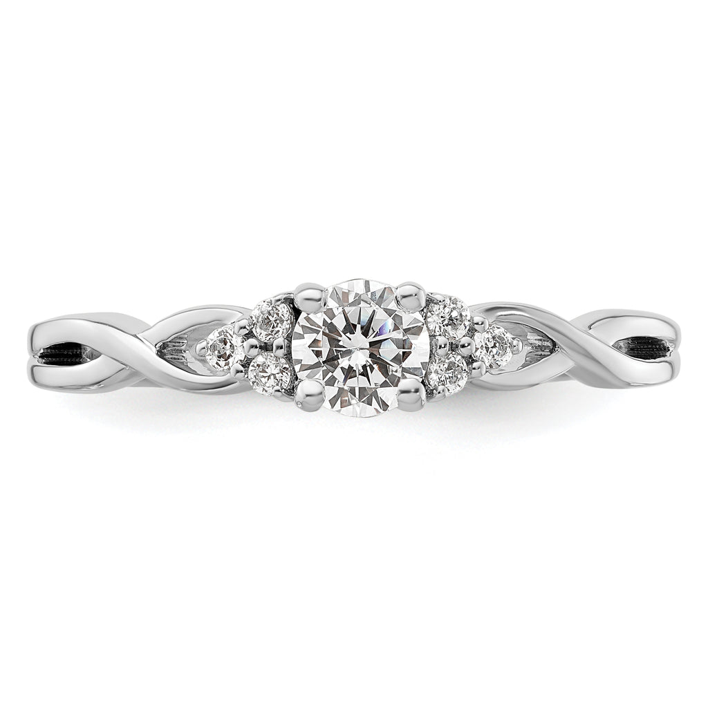 14k White Gold 1/3 carat Lab Grown Diamond VS/SI+ G+ Round Complete Halo Engagement Ring