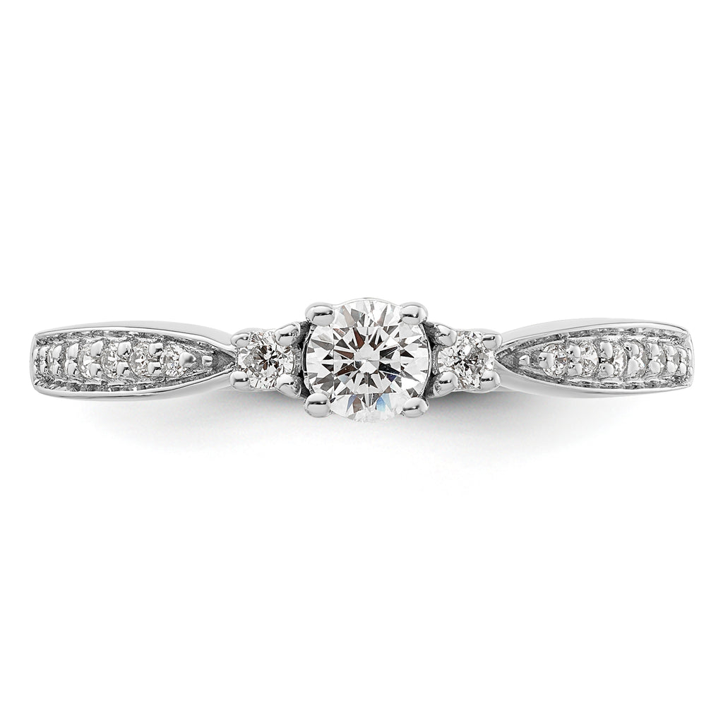 10k White Gold 1/3 carat Lab Grown Diamond VS/SI+ G+ Complete Petite Engagement Ring