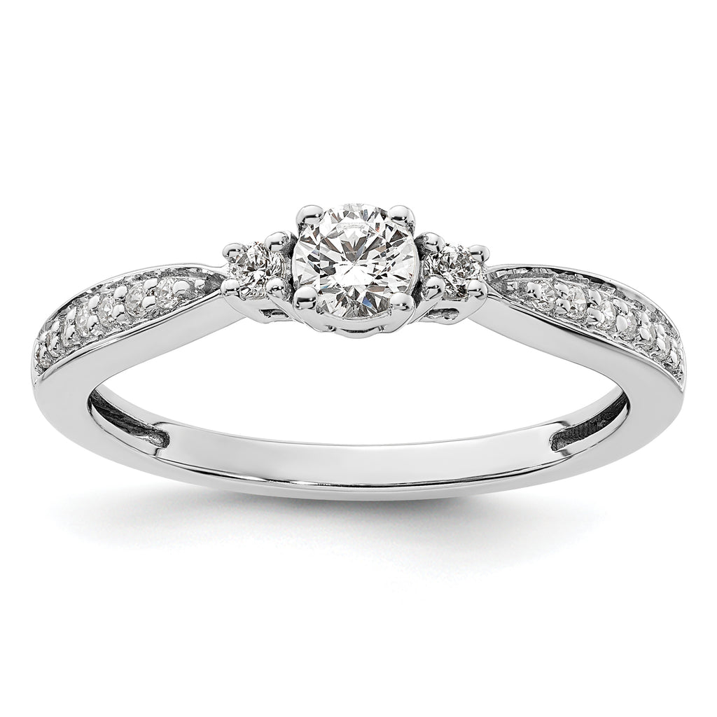 10k White Gold 1/3 carat Lab Grown Diamond VS/SI+ G+ Complete Petite Engagement Ring