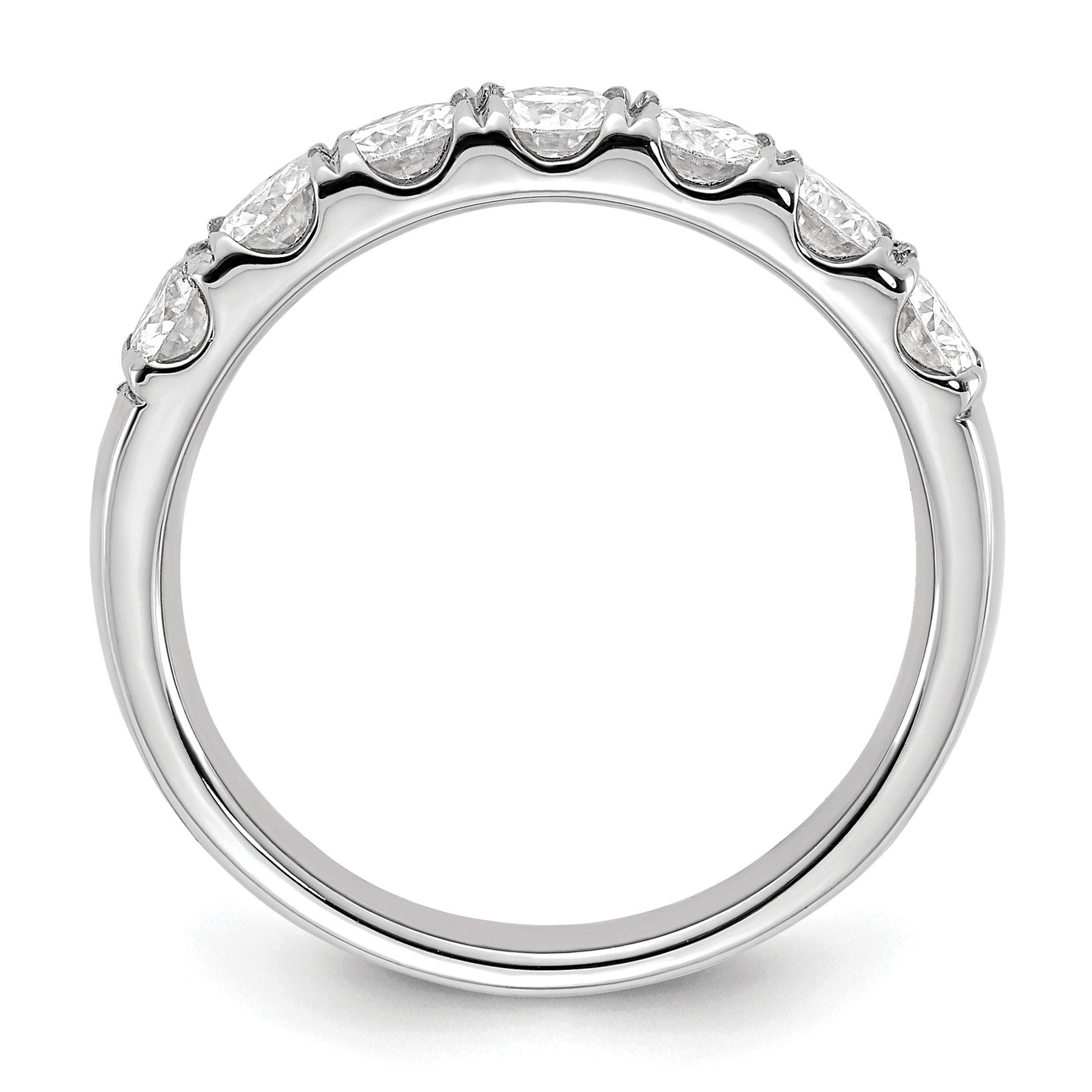 14k White Gold 1 carat Lab Grown Diamond VS/SI+ G+ Seven Stone Complete Band Secondary image