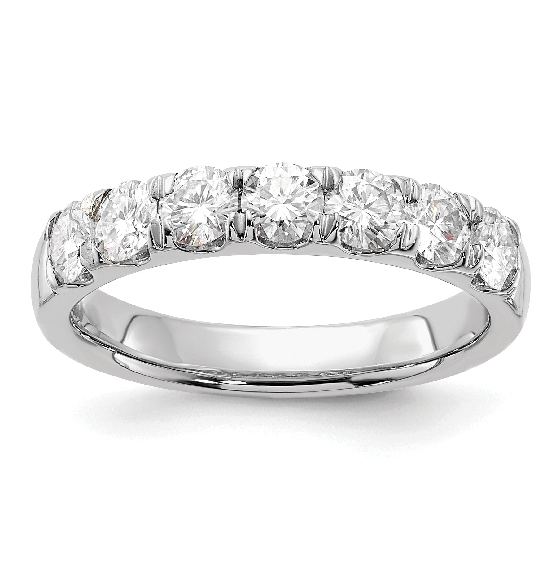 14k White Gold 1 carat Lab Grown Diamond VS/SI+ G+ Seven Stone Complete Band Main image