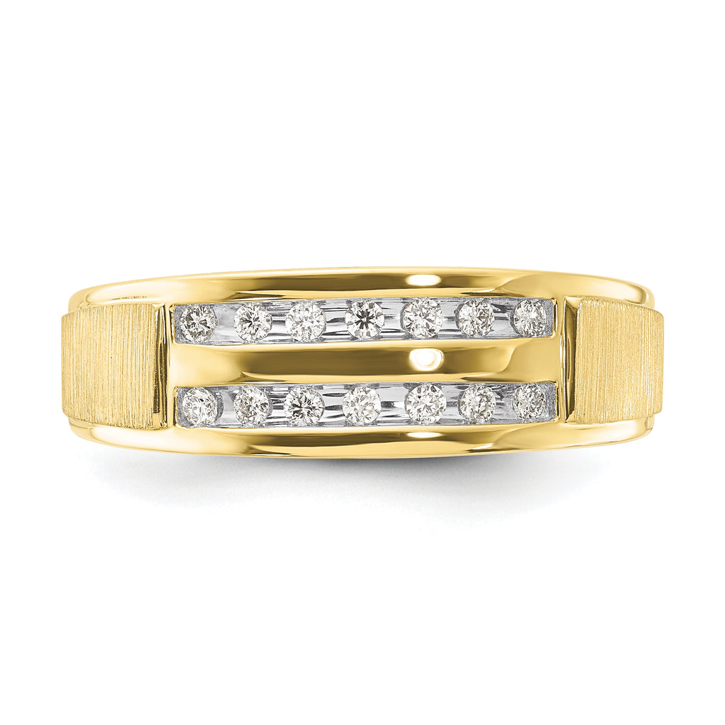 10k 1/5 carat Lab Grown Diamond VS/SI+ G+ Complete Double Row Men's Ring