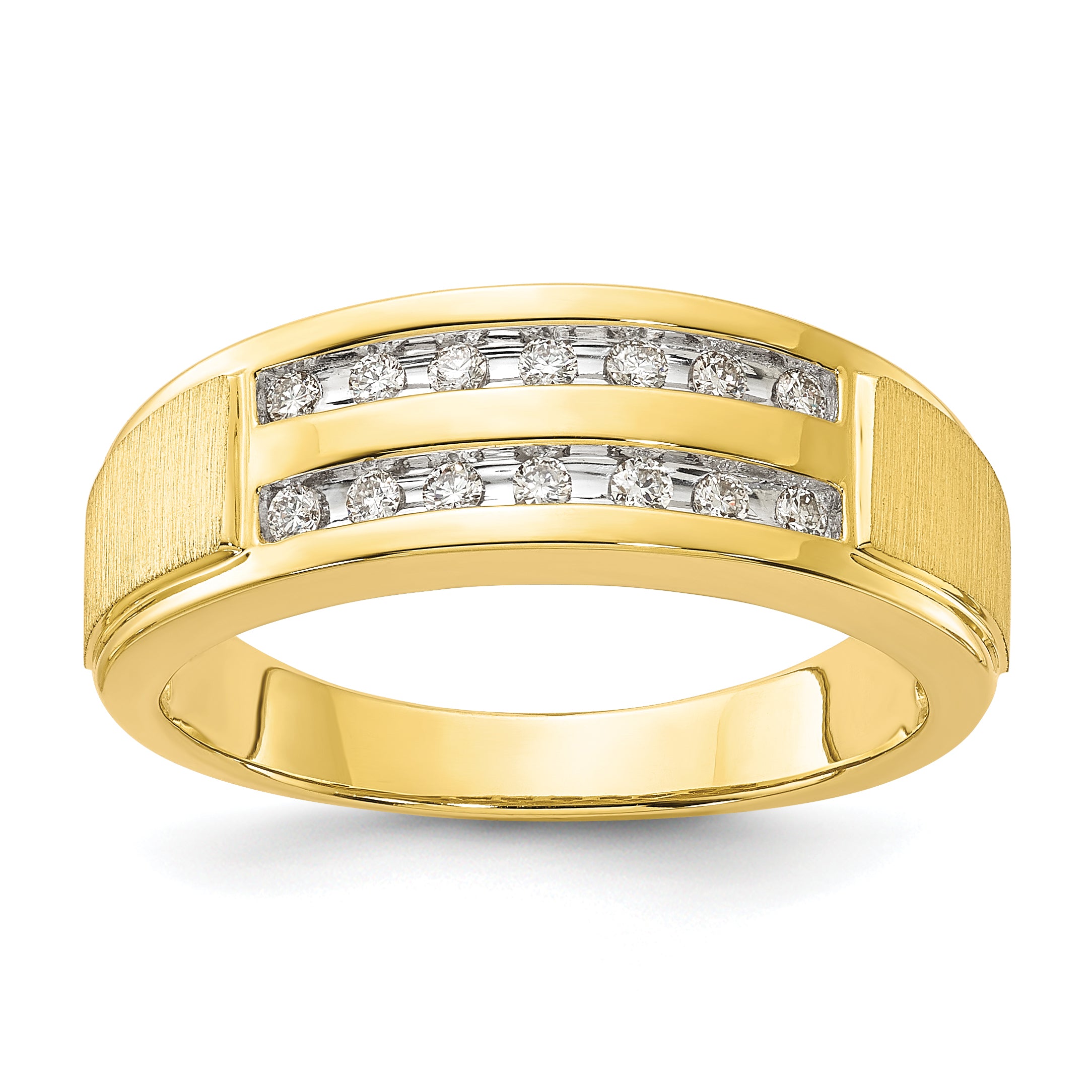 10k 1/5 carat Lab Grown Diamond VS/SI+ G+ Complete Double Row Men's Ring Main image
