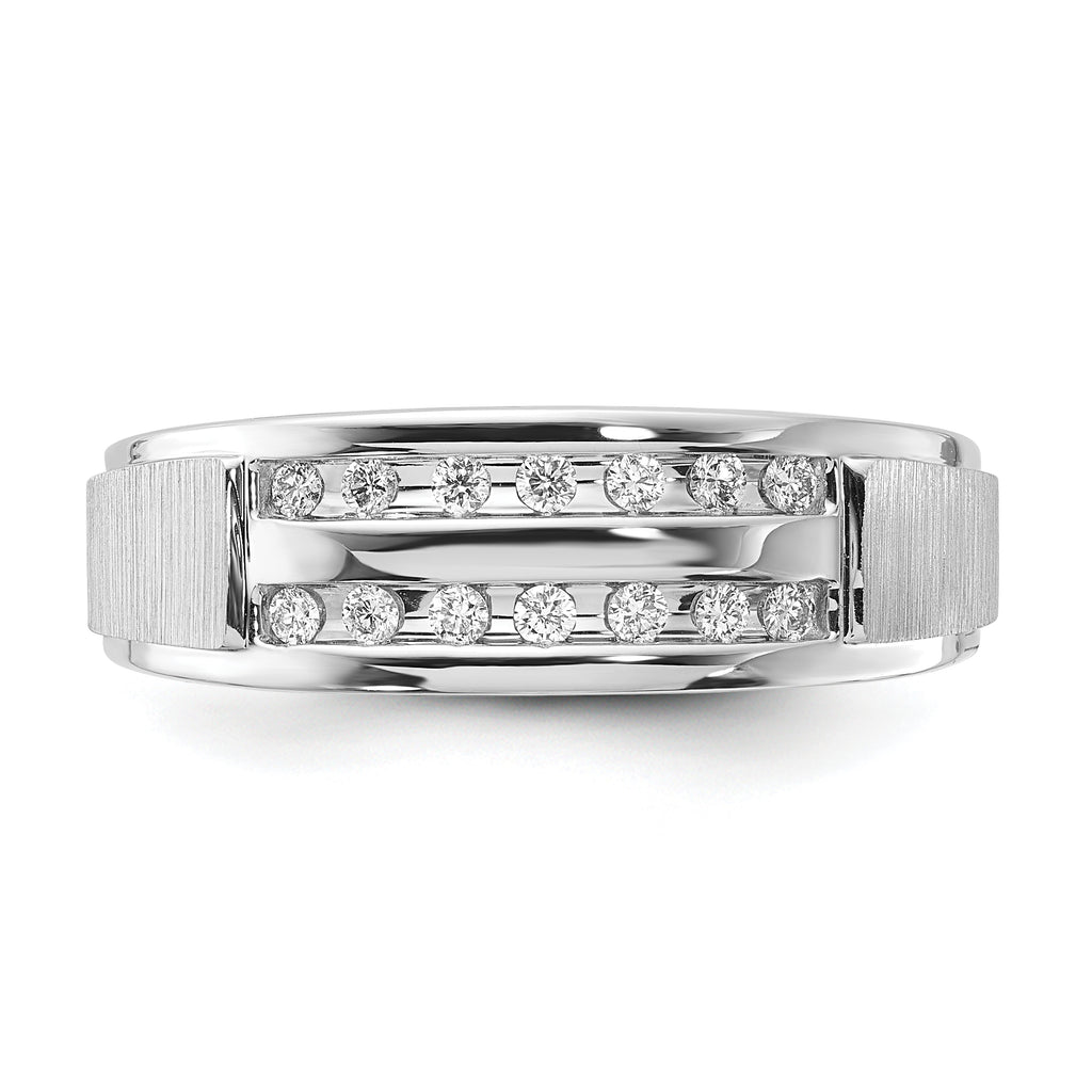 10k White Gold 1/5 carat Lab Grown Diamond VS/SI+ G+ Complete Double Row Men's Ring