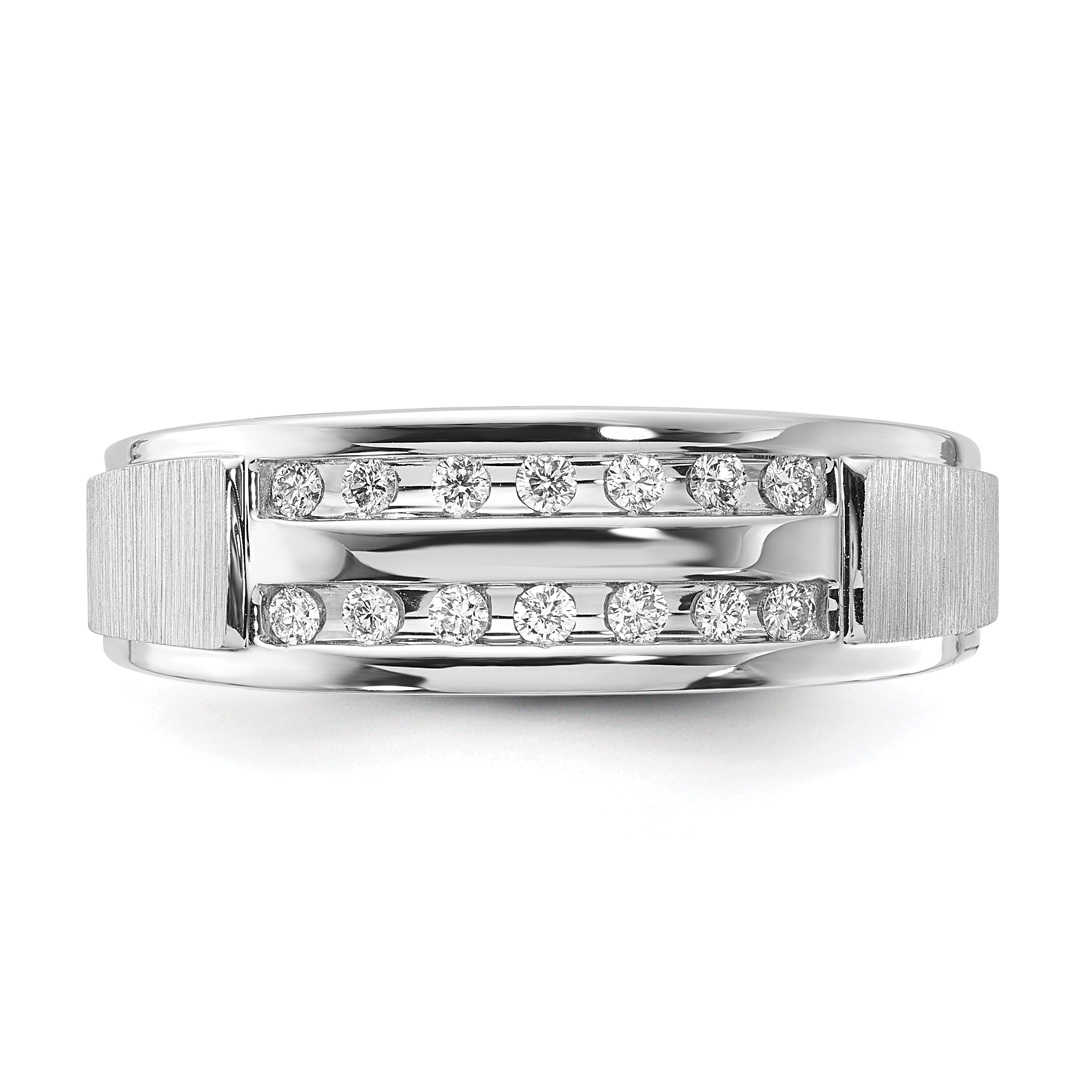 10k White Gold 1/5 carat Lab Grown Diamond VS/SI+ G+ Complete Double Row Men's Ring