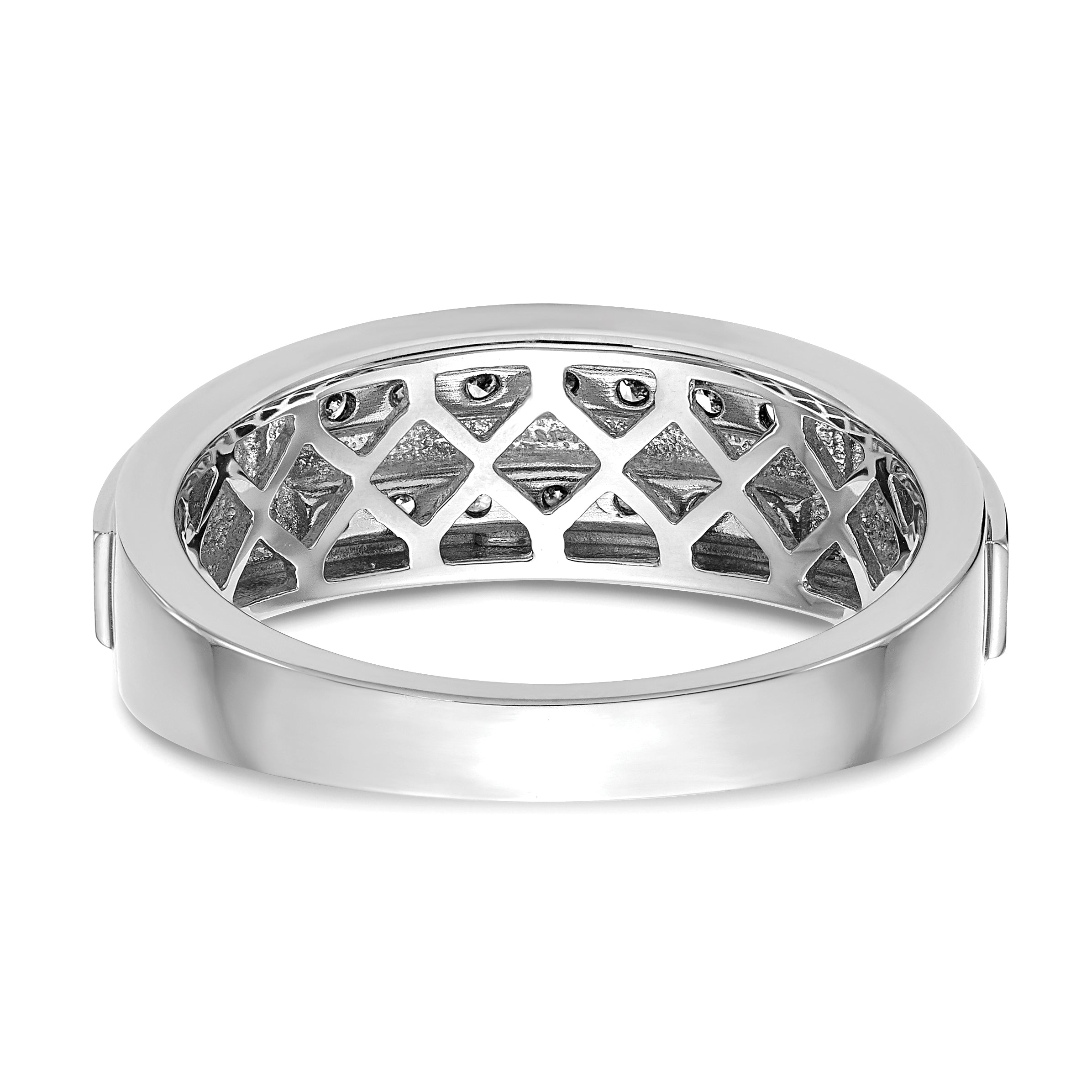 10k White Gold 1/5 carat Lab Grown Diamond VS/SI+ G+ Complete Double Row Men's Ring