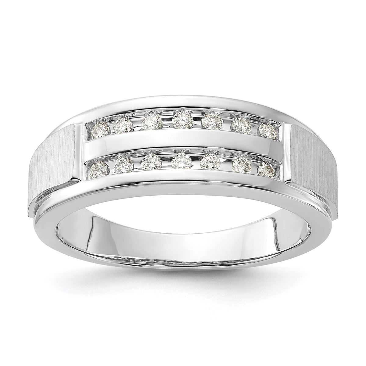 Men's Lab-Grown Diamond Double Row Ring in 10K White Gold (1/5 ct. tw.), Size 10 - Sophia Jewelers Main image