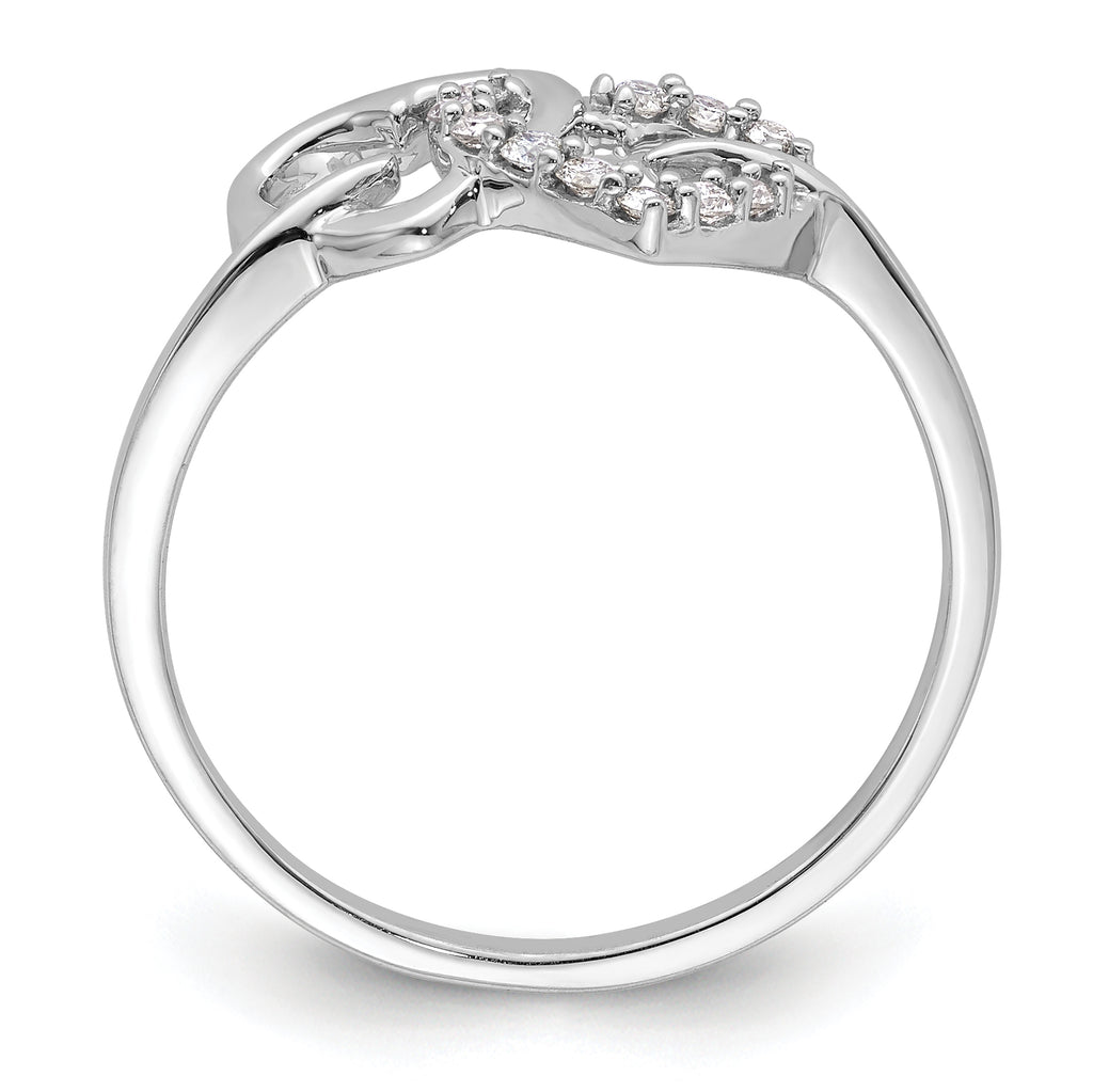 14k White Gold 1/8 carat Lab Grown Diamond VS/SI+ G+ Complete Double Heart Ring