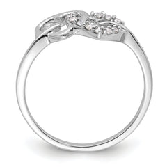 14k White Gold 1/8 carat Lab Grown Diamond VS/SI+ G+ Complete Double Heart Ring