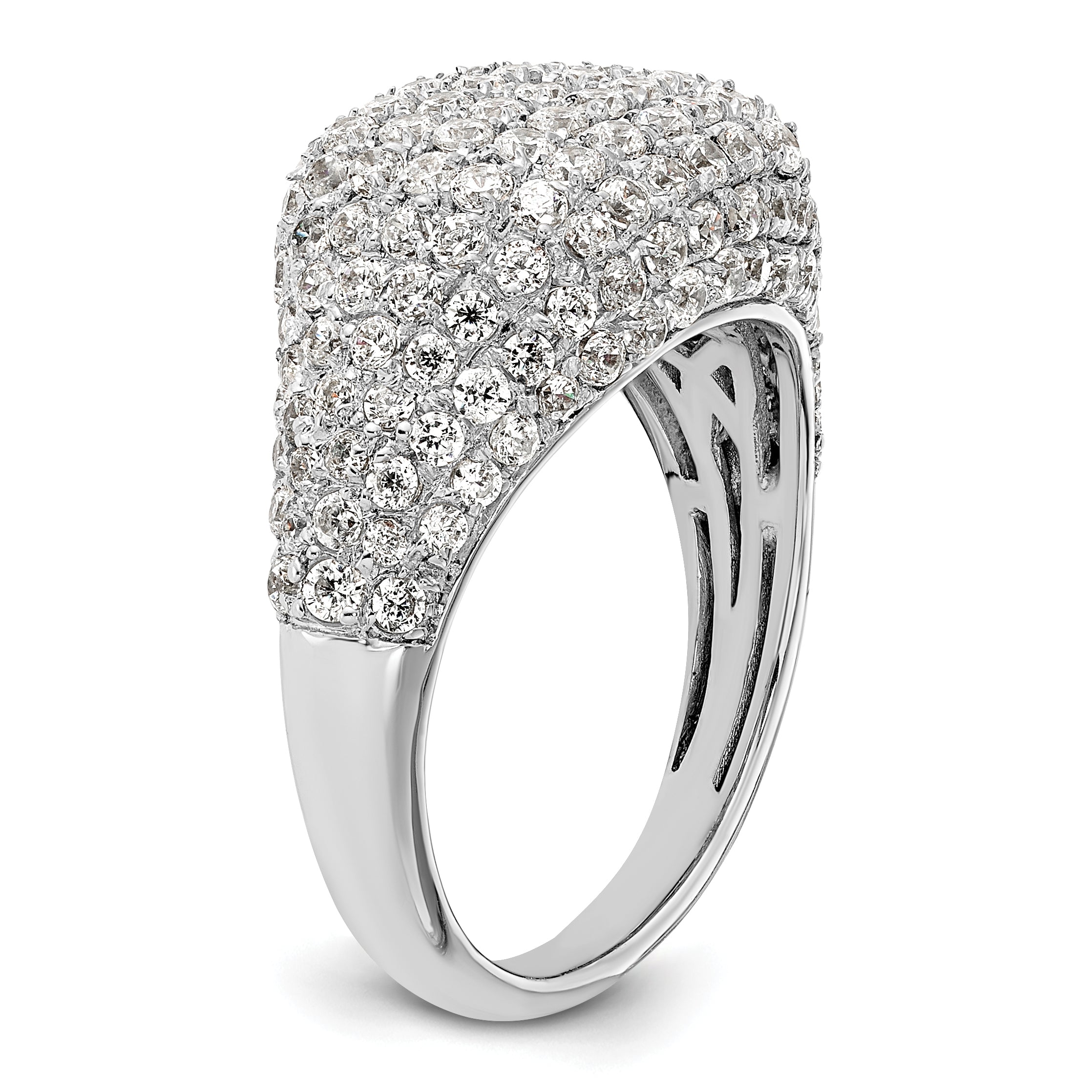 14k White Gold 2 1/4 carat Lab Grown Diamond VS/SI+ G+ Complete Cluster Fashion Ring