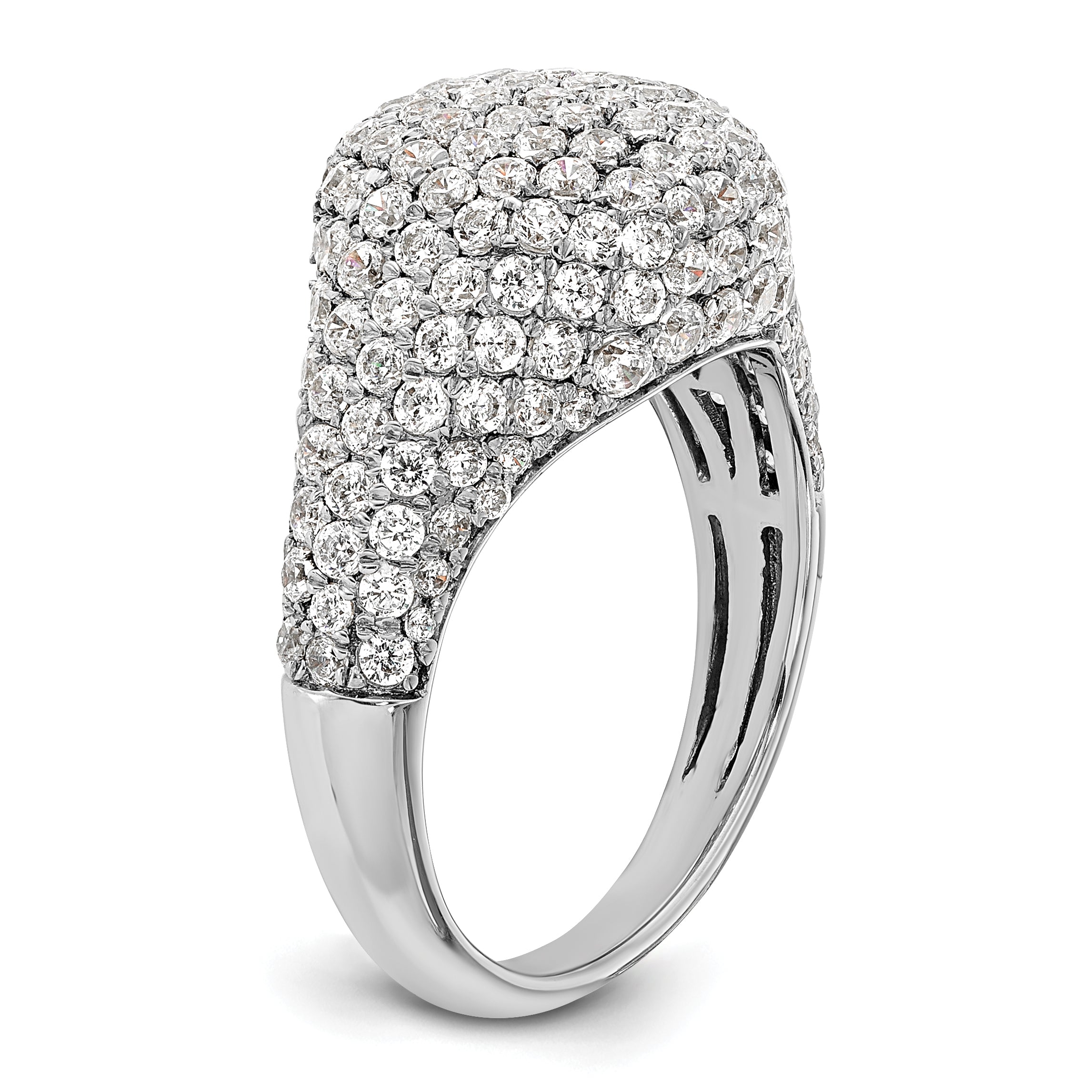 14k White Gold 2 3/8 carat Lab Grown Diamond VS/SI+ G+ Complete Cluster Fashion Ring