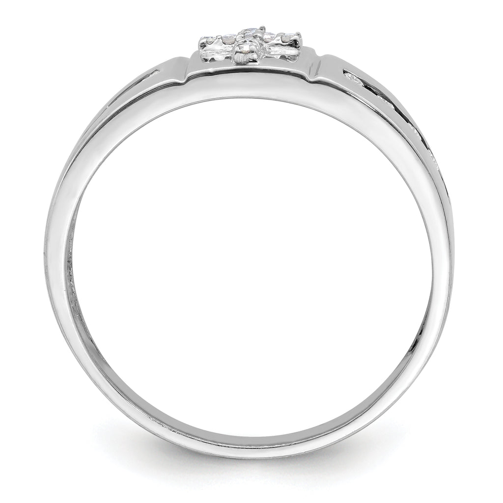 14k White Gold 1/4 carat Lab Grown Diamond VS/SI+ G+ Complete Cross Men's Band