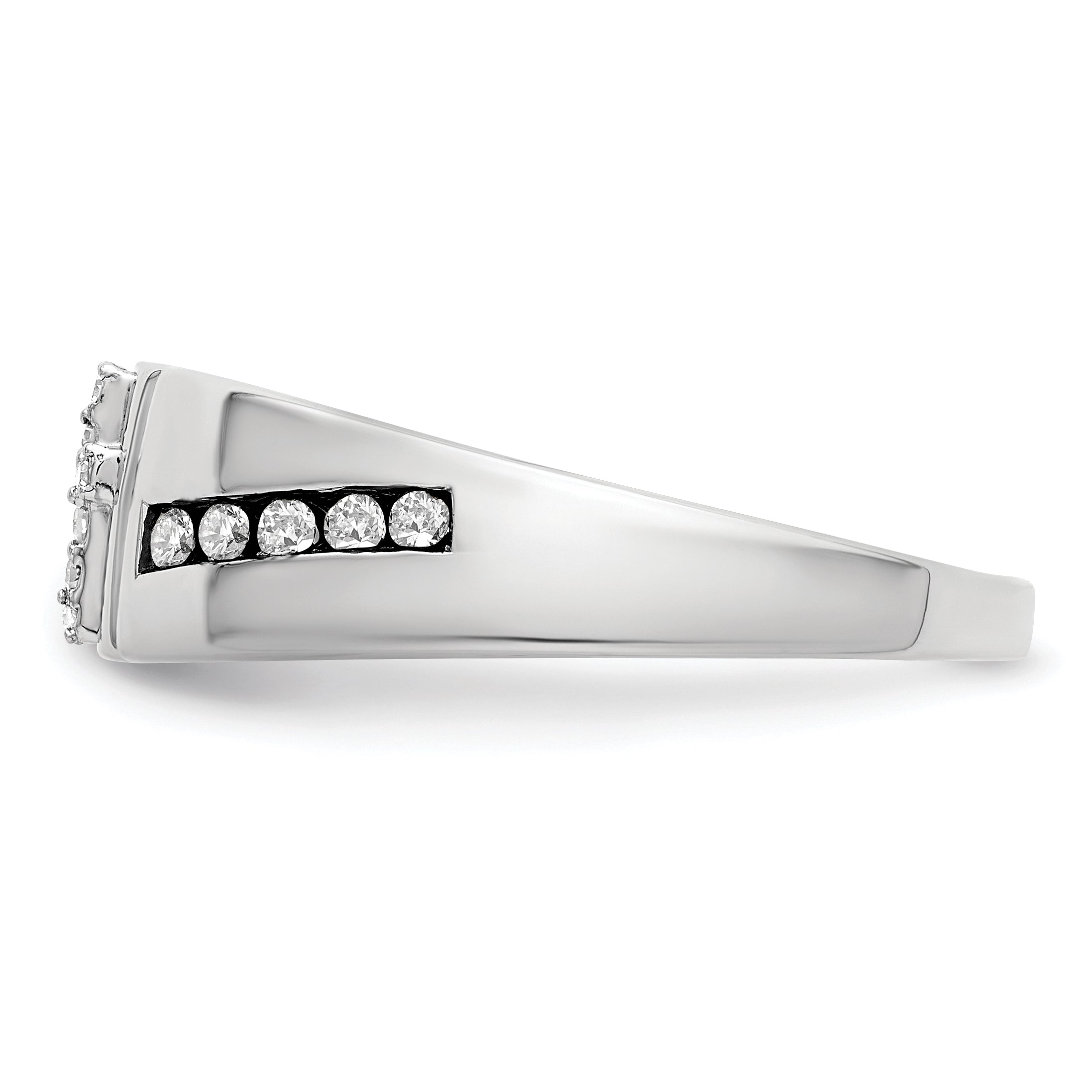 14k White Gold 1/4 carat Lab Grown Diamond VS/SI+ G+ Complete Cross Men's Band