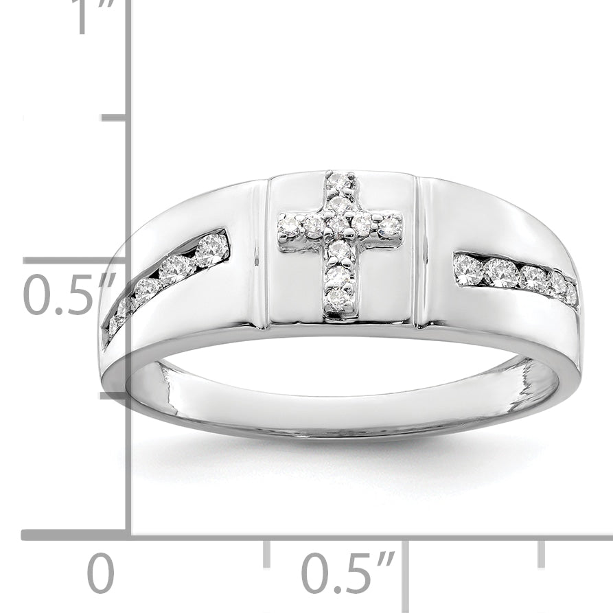 14k White Gold 1/4 carat Lab Grown Diamond VS/SI+ G+ Complete Cross Men's Band