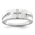 14k White Gold 1/4 carat Lab Grown Diamond VS/SI+ G+ Complete Cross Men's Band