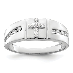 Men's Lab-Grown Diamond Cross Band in 14K White Gold (1/4 ct. tw.), Size 10 - Sophia Jewelers