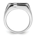 14k White Gold 1/20 carat Lab Grown Diamond VS/SI+ G+ and Onyx Cross Men's Ring