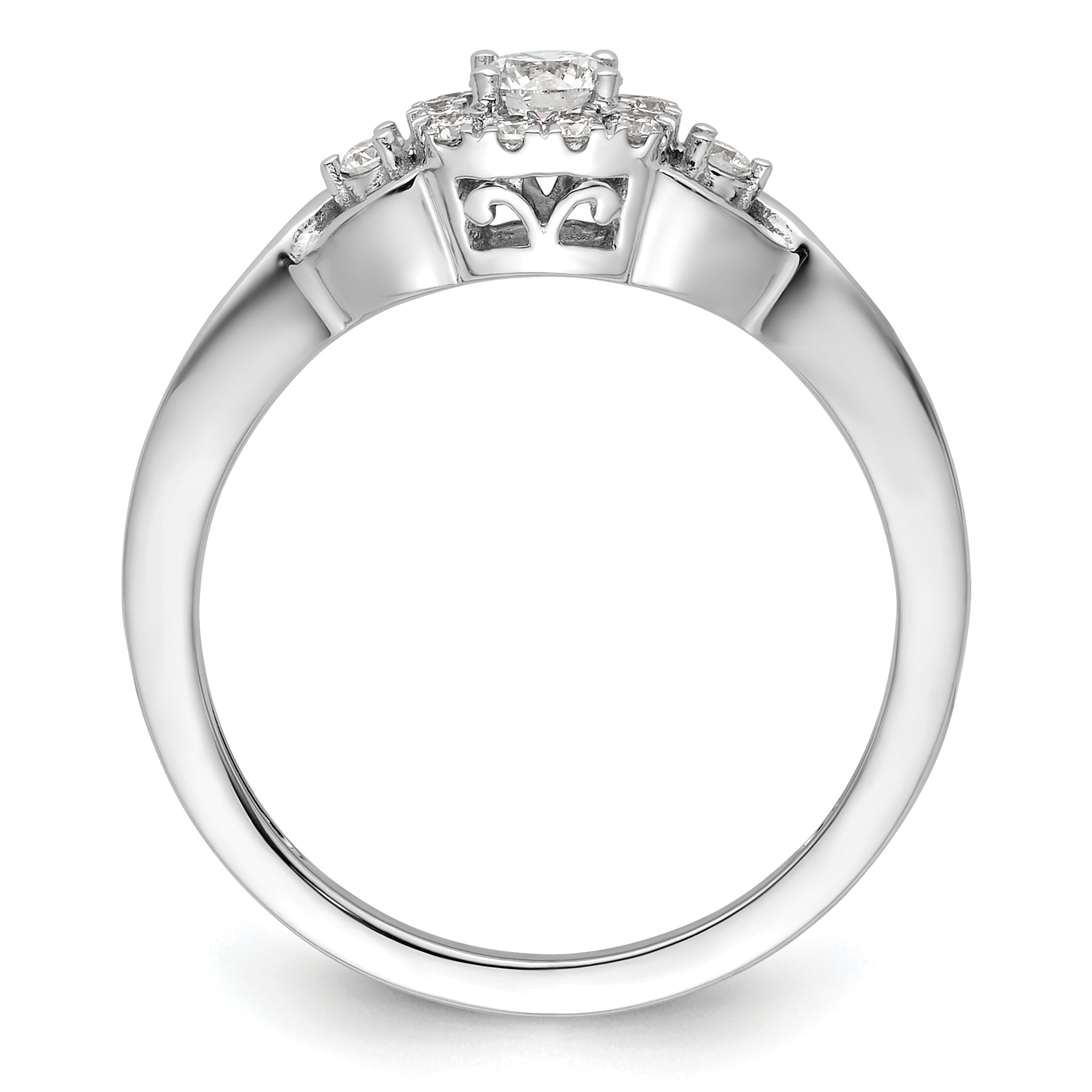 14k White Gold 1/3 carat Lab Grown Diamond VS/SI+ G+ Round Complete Bypass Engagement Ring
