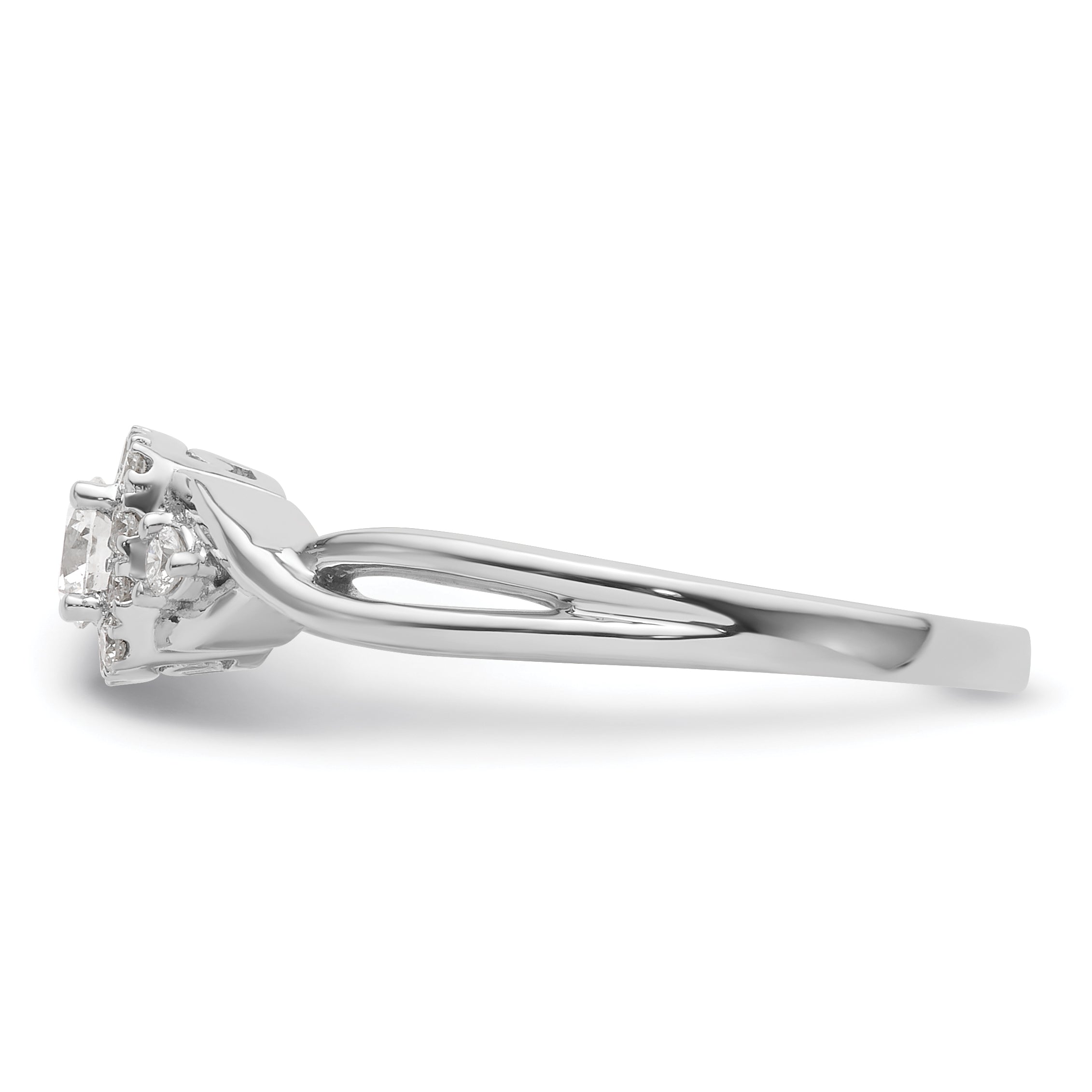 14k White Gold 1/3 carat Lab Grown Diamond VS/SI+ G+ Round Complete Bypass Engagement Ring