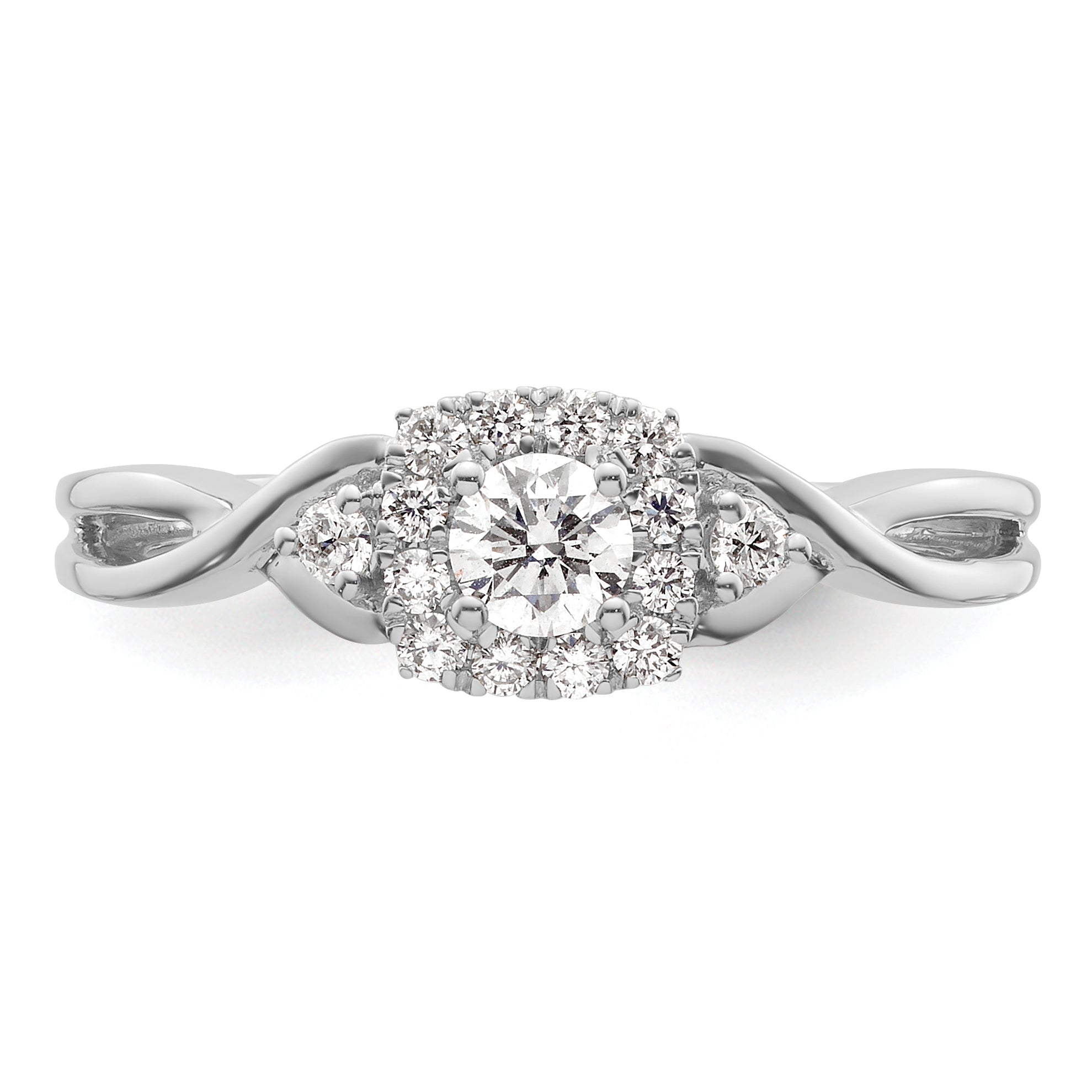 14k White Gold 1/3 carat Lab Grown Diamond VS/SI+ G+ Round Complete Bypass Engagement Ring